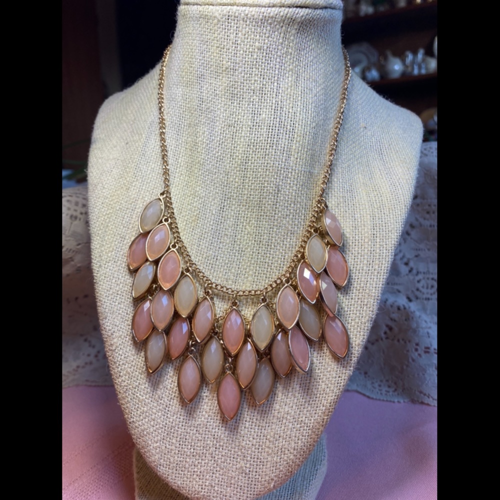 Gold, and Pink Statement Necklace